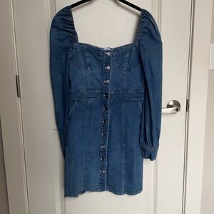 Denim Button-Front Mini Dress